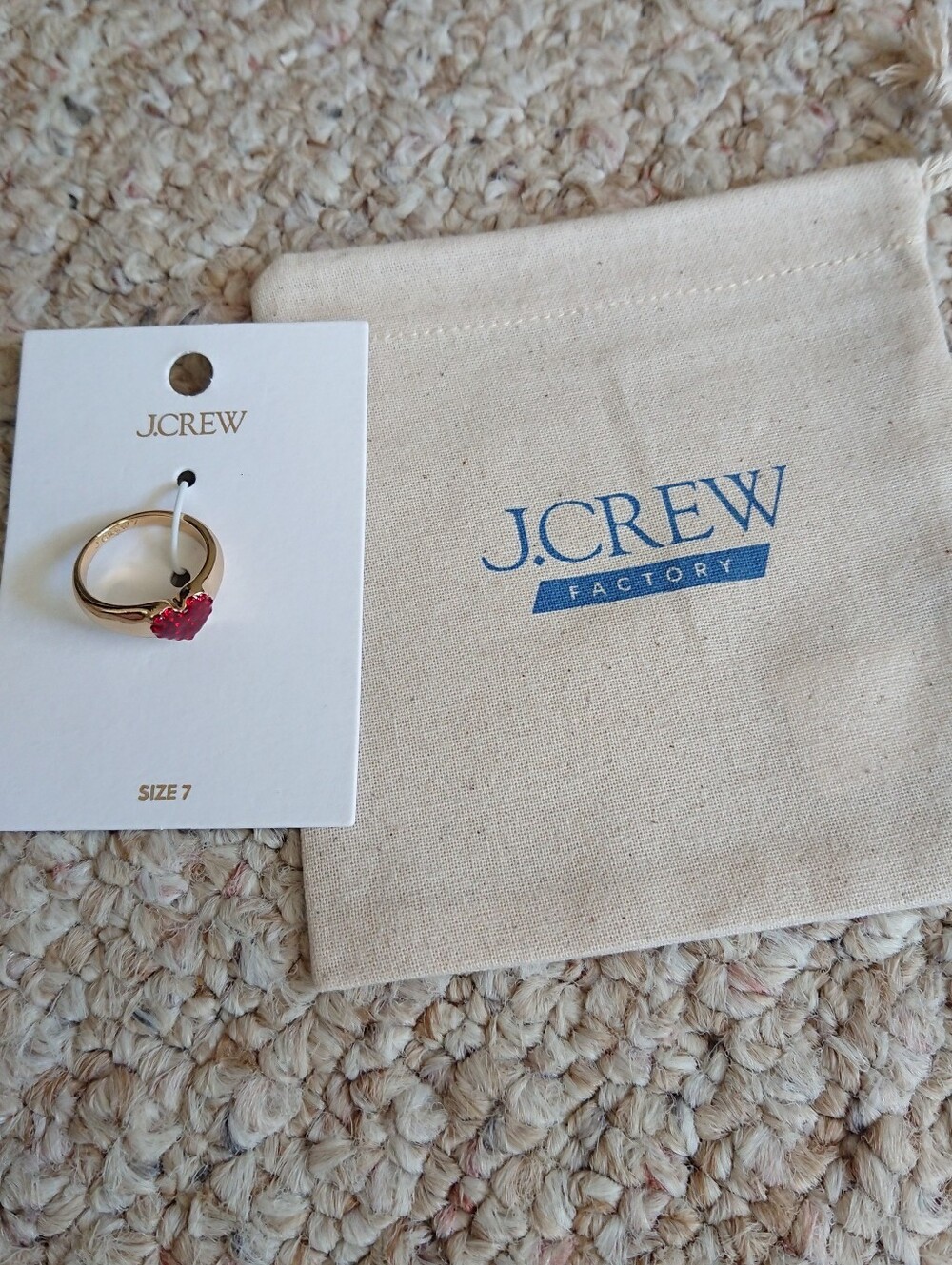 J. CREW Pavé red heart ring size 7